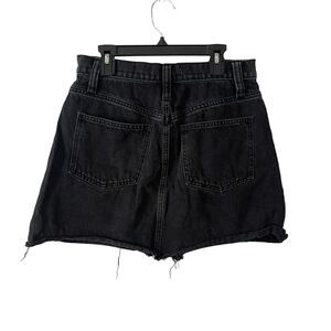 Madewell 27 Denim Frisco Mini Skirt Denim Lunar Wash Black Raw Hem J3510